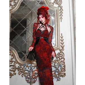 Gothic Jacquard Slit Modified Cheongsam Dress