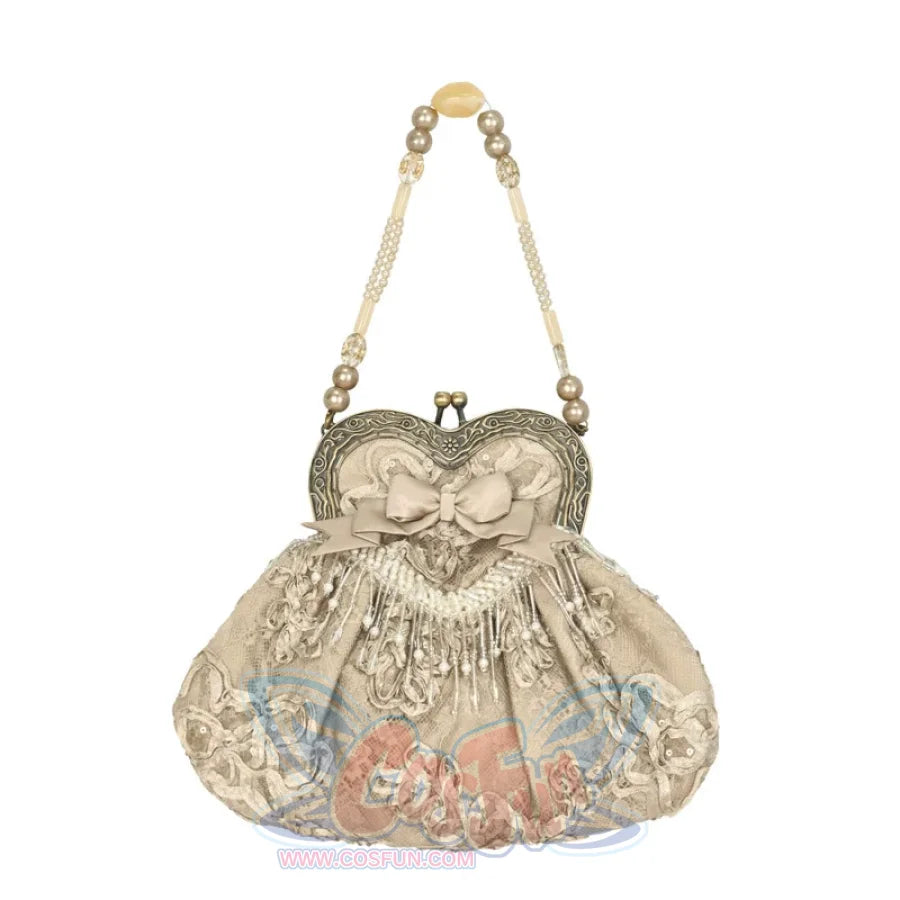 Rococo Duchess Heart Embroidered Elegant Vintage Style Handbag Heart Embroidered Bag