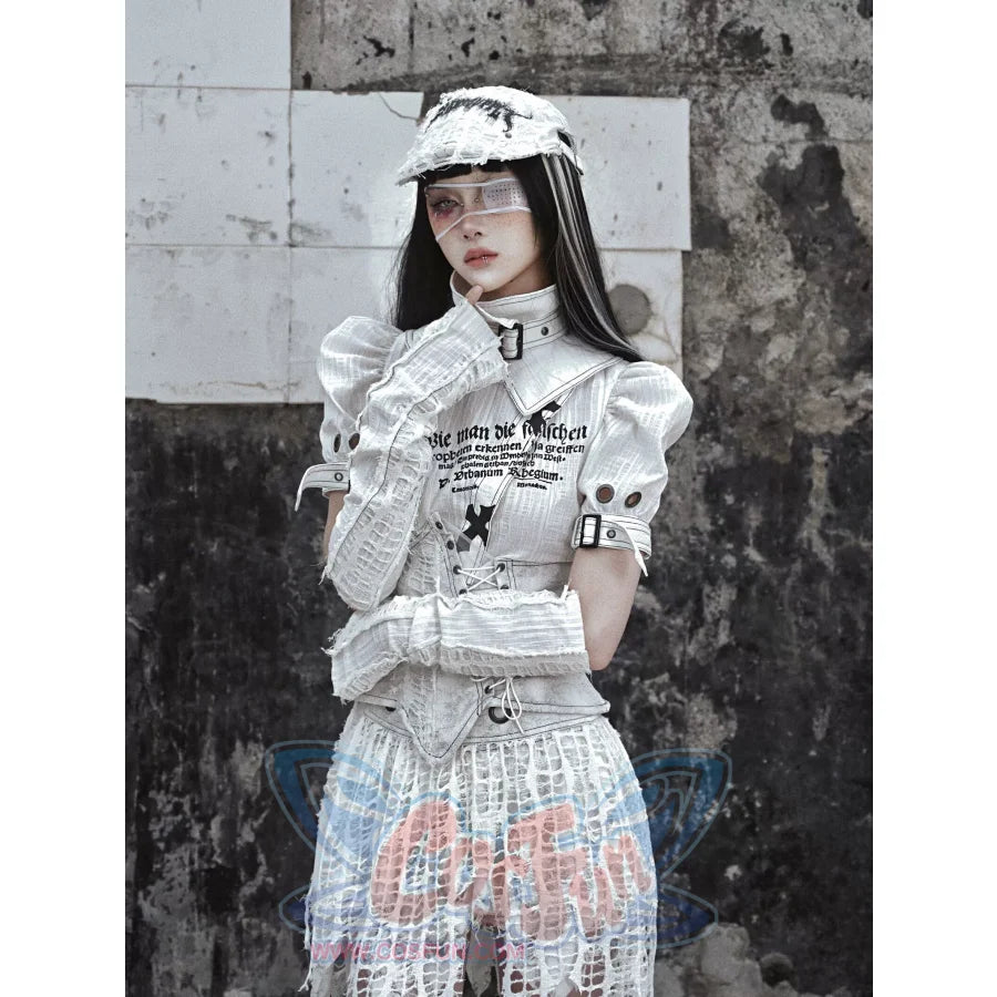 Ruffled Knit Raglan Punk Sleeve Covers - cosfun