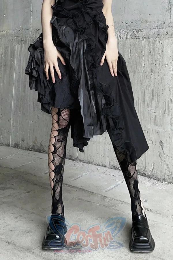 Hot Girl Rose Hollow Out Fishing Net Stockings S22404 One Size