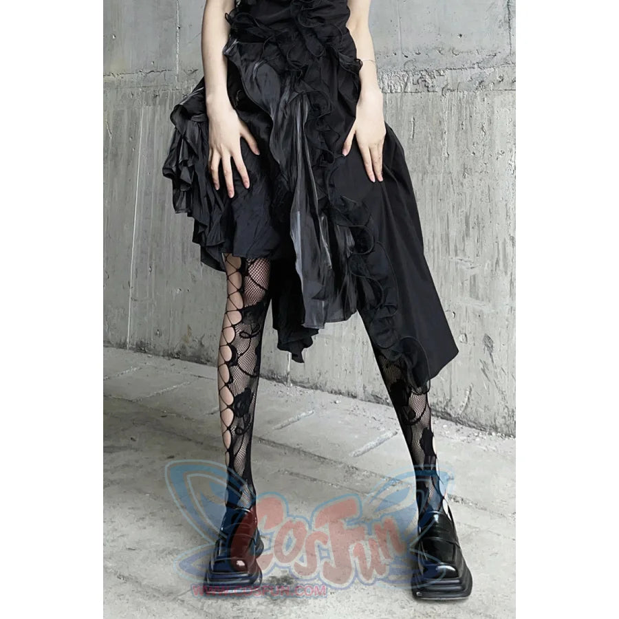 Hot Girl Rose Hollow Out Fishing Net Stockings S22404 One Size