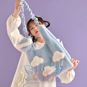 Blue Cloud Plush Large-Capacity Handbag S22426 - cosfun