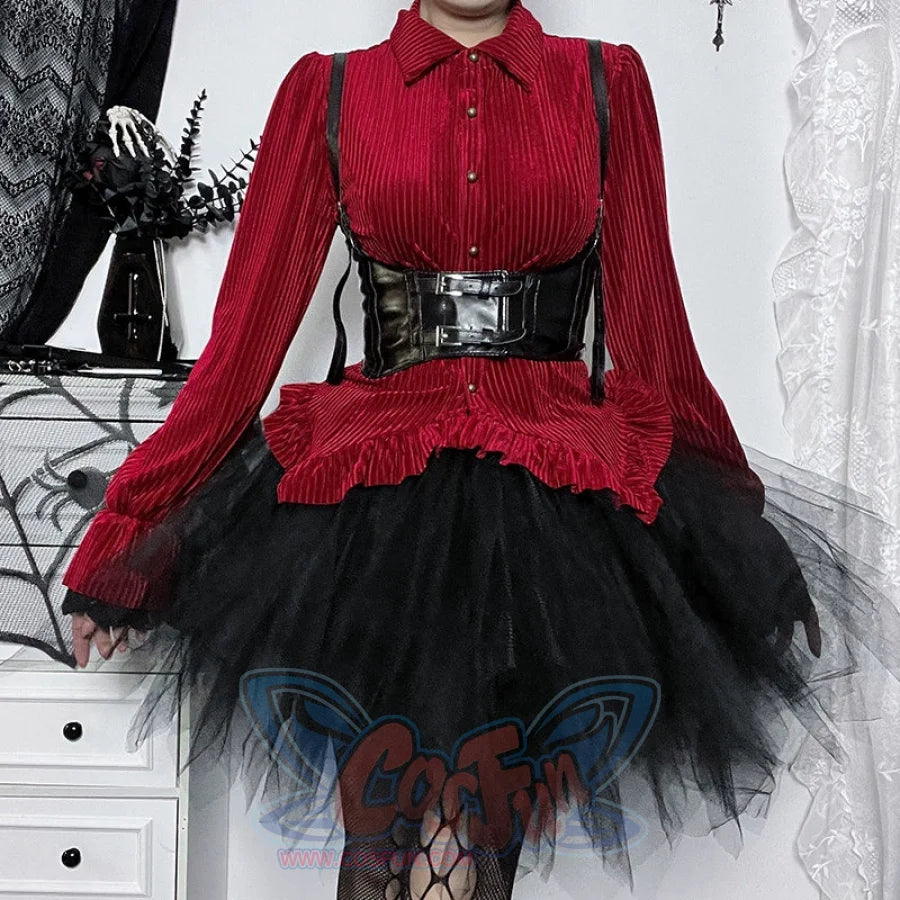 Halloween Gothic Lolita Red And Black Vintage Set