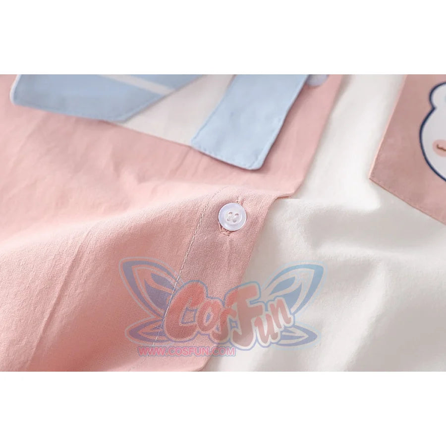 Soft Girl Cute Color Matching Long Sleeve Shirt