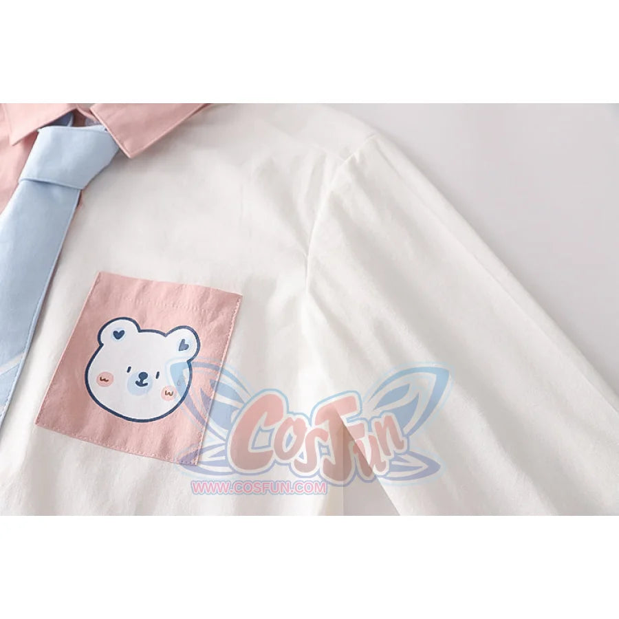 Soft Girl Cute Color Matching Long Sleeve Shirt