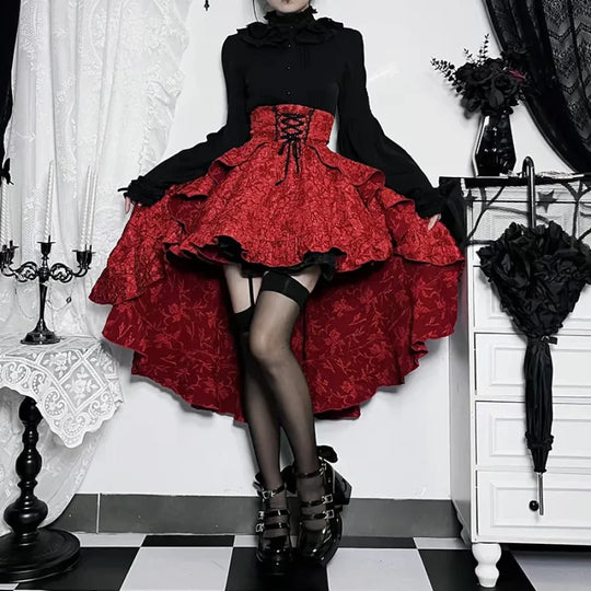 Halloween Gothic Lolita Red And Black Vintage Set