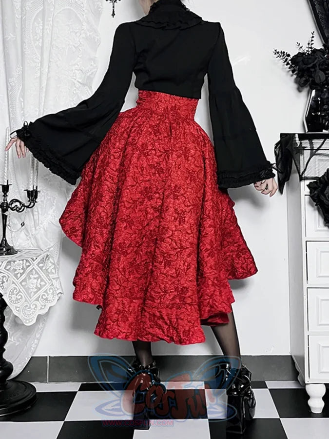 Halloween Gothic Lolita Red And Black Vintage Set