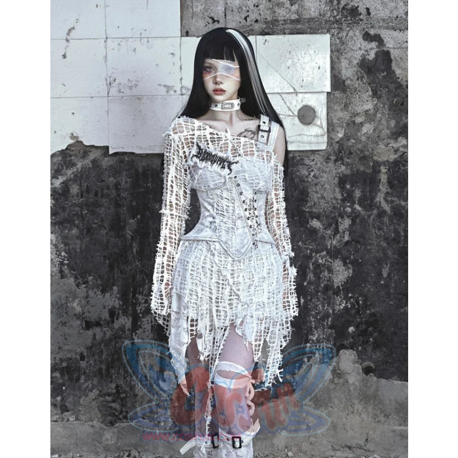 Asymmetric Herringbone Drawstring Corset - cosfun