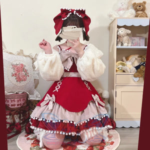 Winter Woolen Bow Sweet and Lovely Lolita Dress - cosfun