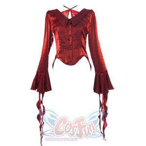 Spring And Autumn V-Neck Jacket With Lotus Leaf Sleeves Red / S