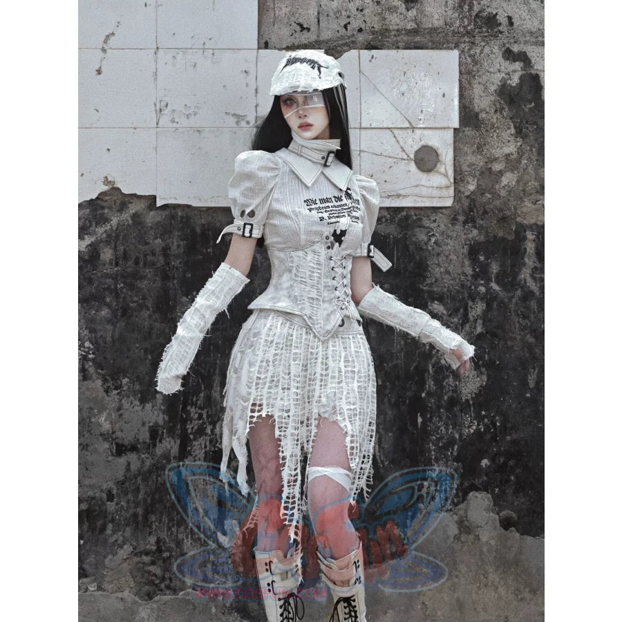 Ruffled Knit Raglan Punk Sleeve Covers - cosfun