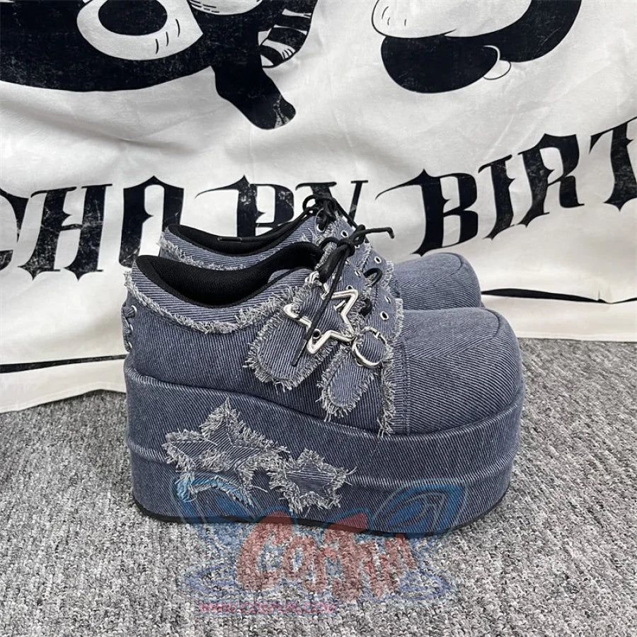 Original Star Denim Thick Shoes Dark blue denim / 34 Shoes