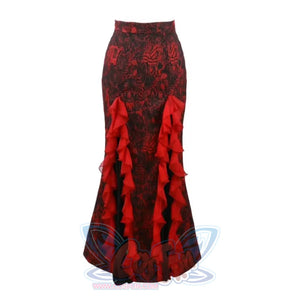 Gothic Jacquard Patchwork Chiffon Wavy Fishtail Skirt S