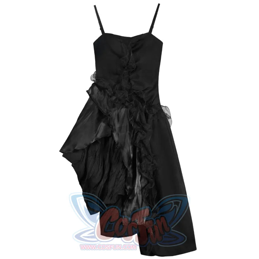Gothic Irregular Black Sling Dress S22408 XS