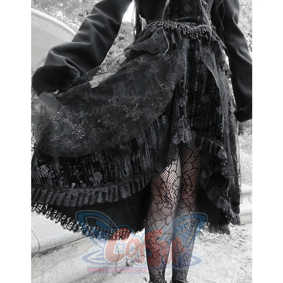 Classical Gothic Velvet Plate Strap Dress