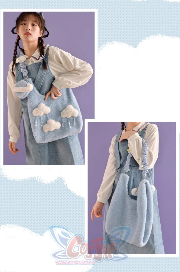 Blue Cloud Plush Large-Capacity Handbag S22426 - cosfun