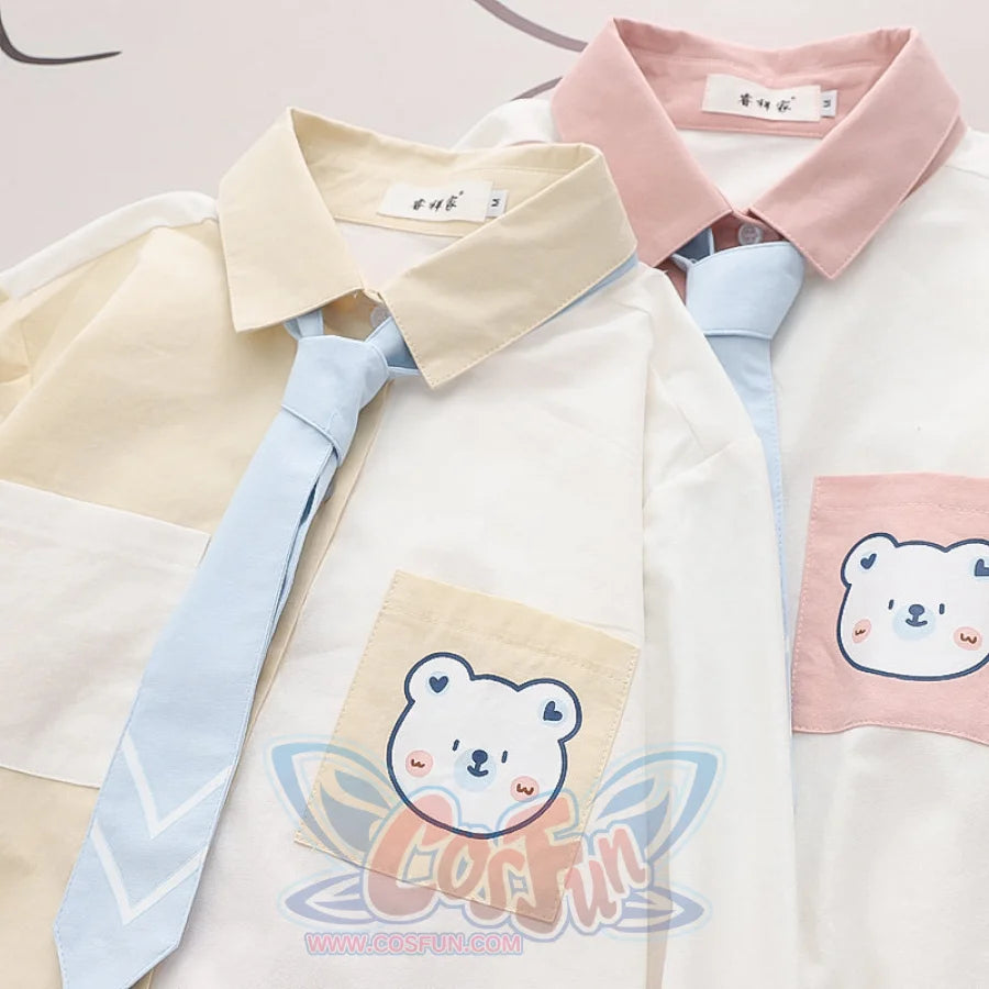 Soft Girl Cute Color Matching Long Sleeve Shirt