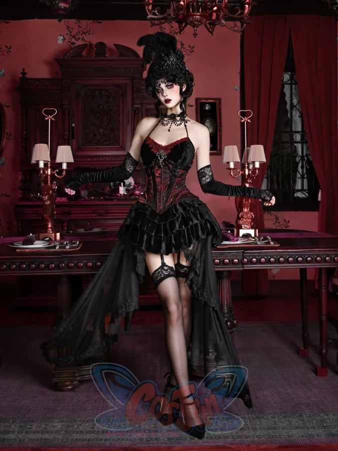 Gothic Velvet Fishbone Corset Halloween 3-Piece Set S22987