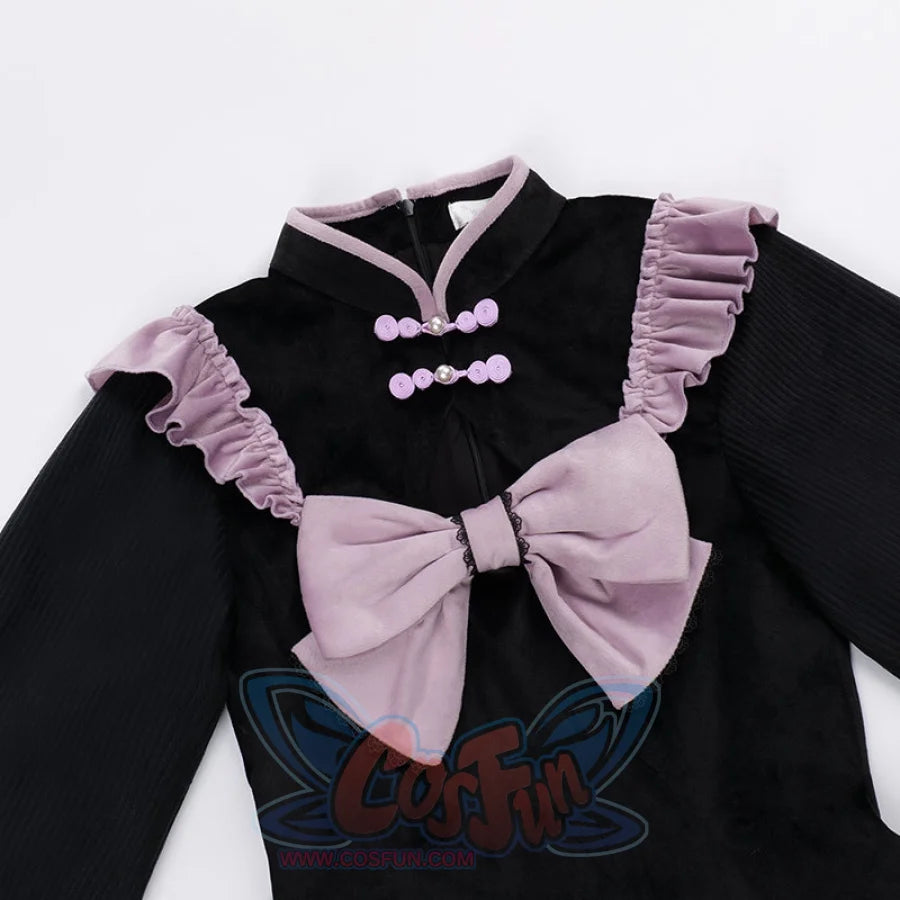 Chinese Style Lotus Leaf Edge Improved Cheongsam Thickened Lolita Dress S