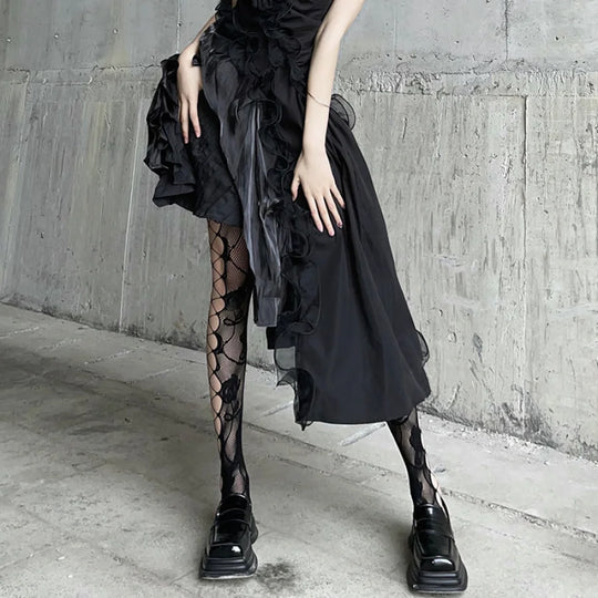 Hot Girl Rose Hollow Out Fishing Net Stockings S22404 One Size