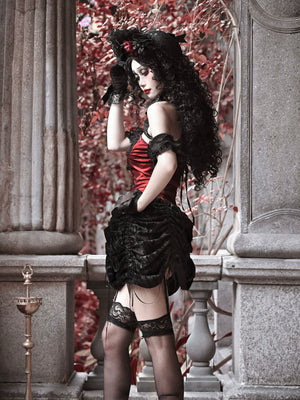 Gothic Velvet Slim Strap Drawstring Halloween Dress