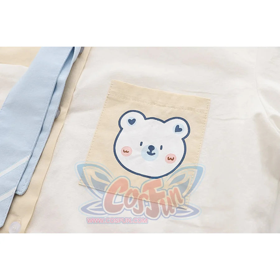 Soft Girl Cute Color Matching Long Sleeve Shirt