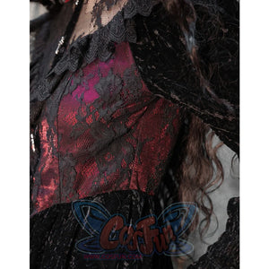 Gothic Halloween Velvet Bubble Sleeve Dress