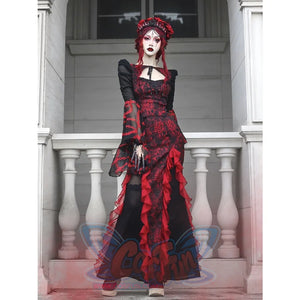 Gothic Jacquard Patchwork Chiffon Wavy Fishtail Skirt