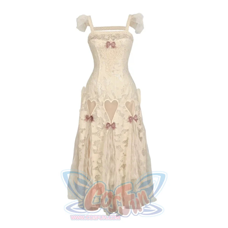 Aphrodite's Box Heart Cutout Lace Cami Dress with Bows - cosfun Aphrodite's Box Heart Cutout Lace Cami Dress with Bows - cosfun