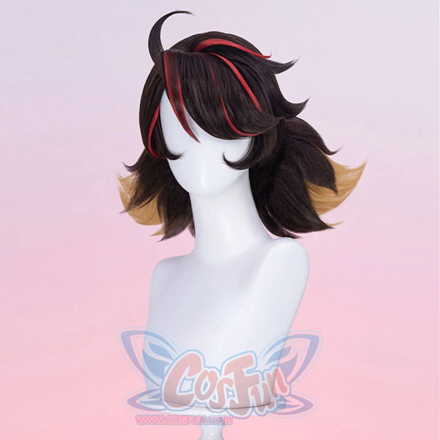 The side view of the Peni Parker cosplay wig reveals a layered and textured cut, with a smooth finish