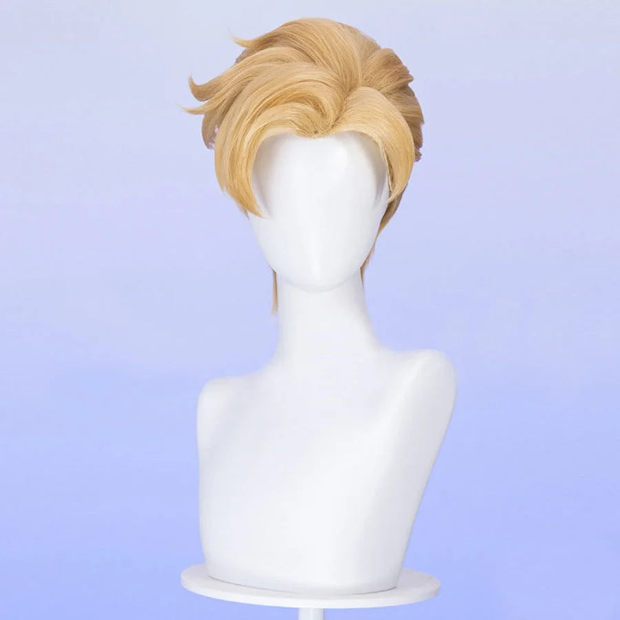 The Peter Quill cosplay wig, with its light golden color and stylishly tousled style, has a vibrant and cool appearance