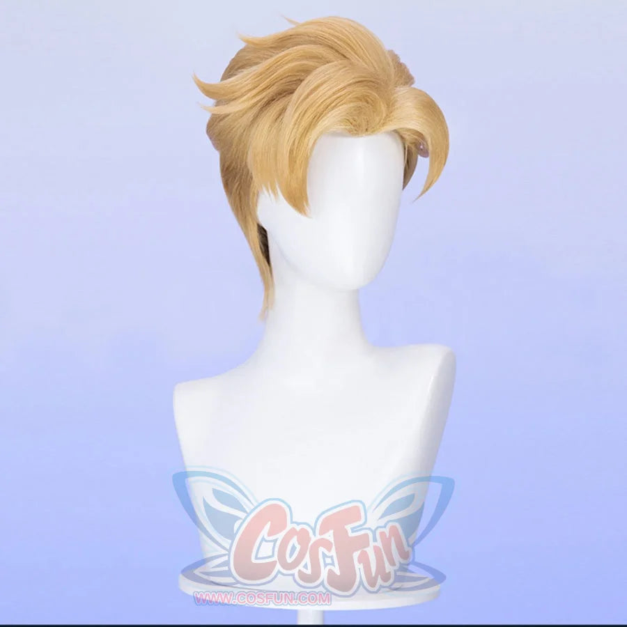 The Peter Quill cosplay wig, with its light golden color and stylishly tousled style, has a vibrant and cool appearance