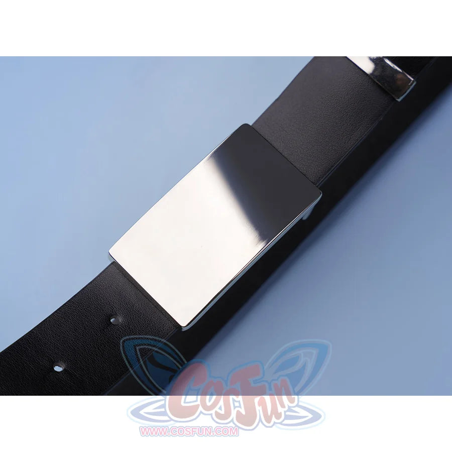 Pretty Derby Oguri Cap Cosplay Costume, matte PU leather belt and metallic buckle.
