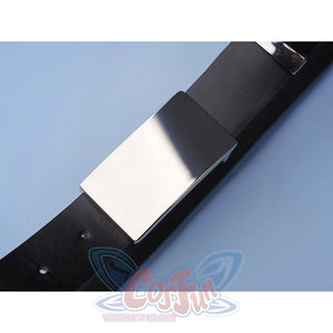 Pretty Derby Oguri Cap Cosplay Costume, matte PU leather belt and metallic buckle.