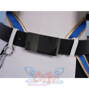 Pretty Derby Oguri Cap Cosplay Costume, showing black metal buckle.