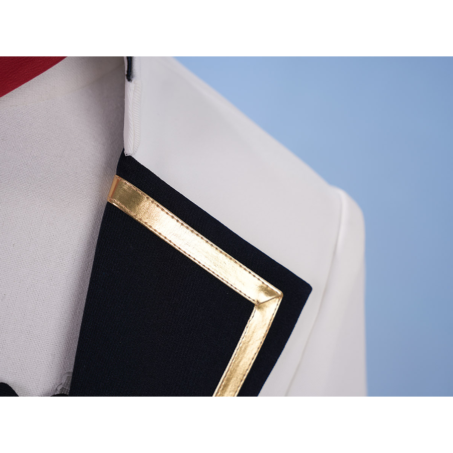 Pretty Derby Oguri Cap Cosplay Costume, black collar and gold strap decoration.