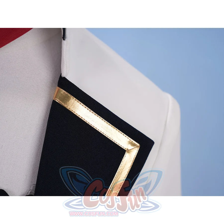 Pretty Derby Oguri Cap Cosplay Costume, black collar and gold strap decoration.