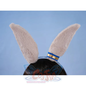 Pretty Derby Oguri Cap Cosplay Costume, gray ear headband with gold and bue decoration.