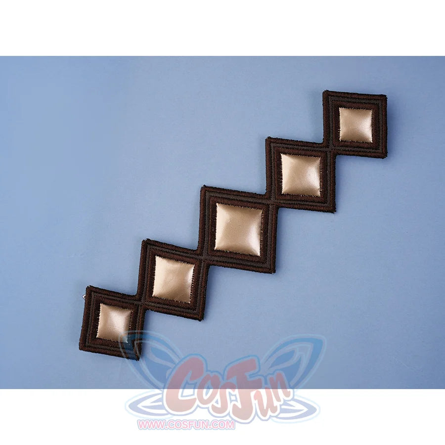Pretty Derby Oguri Cap Cosplay Costume, brown and gold diamond-shaped hair accessory.