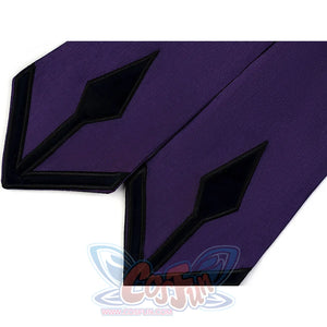 Homura Akemi cosplay costume purple bow ribbons with black geometric diamond pattern details