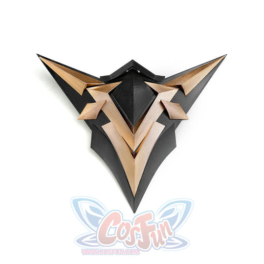 Rerir cosplay black and gold bat-wing chest armor piece with layered angular triangular design