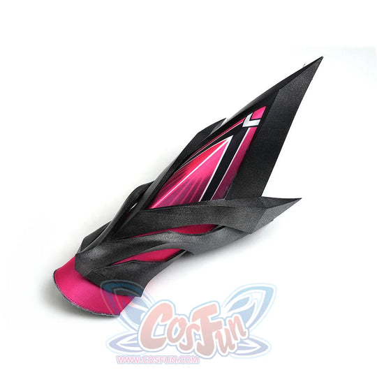 Rerir cosplay black vambrace front view showing hot pink geometric interior with dark armor