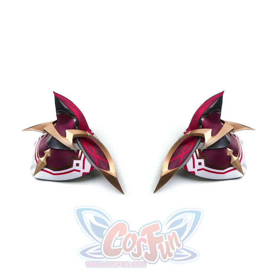Rerir cosplay costume red and gold shoulder pauldron pair with dark spiky crests and white base