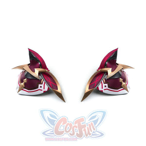 Rerir cosplay costume red and gold shoulder pauldron pair with dark spiky crests and white base