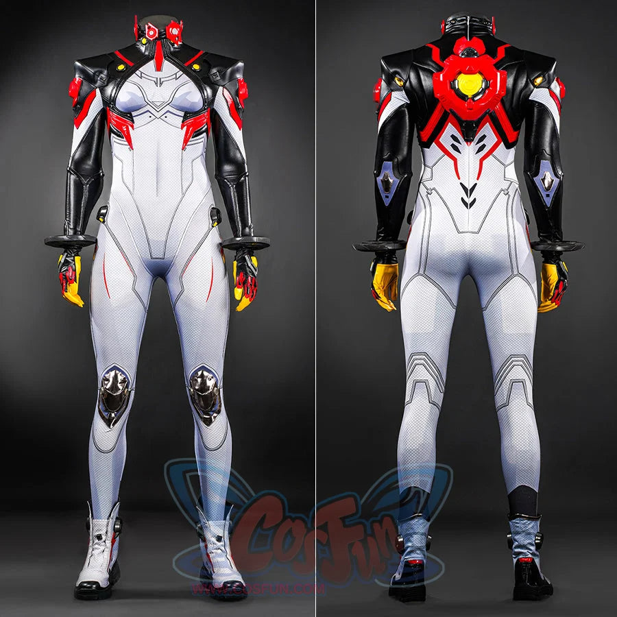 Full cosplay costume of Peni Parker, game cosplay, front and back view.