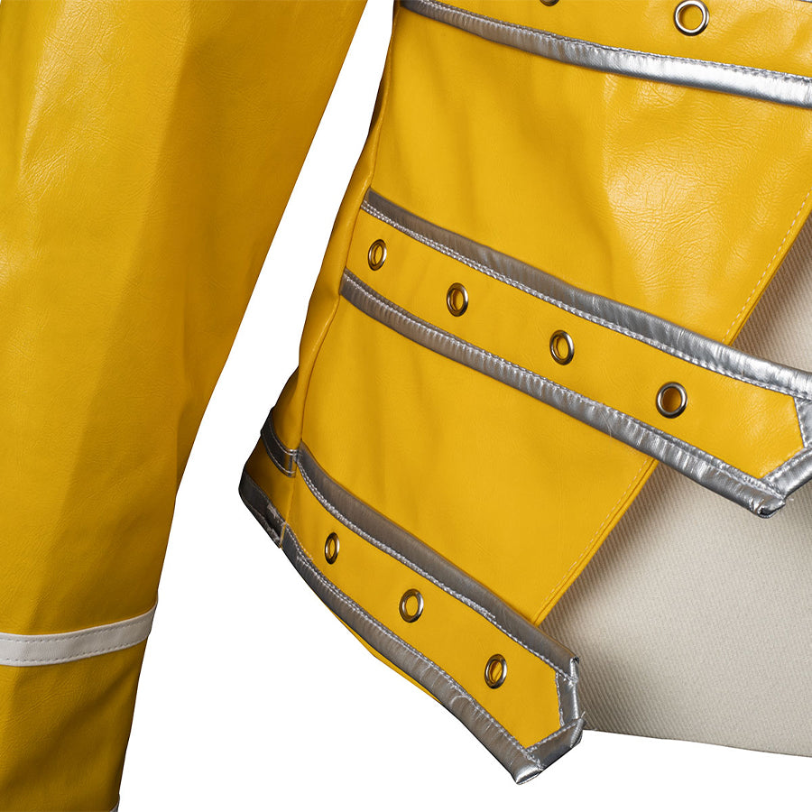 Rock Band Queen cosplay jacket hem and sleeve detail with silver piping and eyelet embellishments