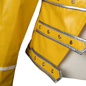 Rock Band Queen cosplay jacket hem and sleeve detail with silver piping and eyelet embellishments