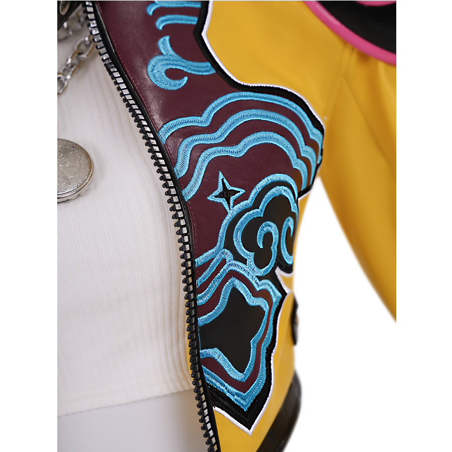 Rumi Cosplay Costume, a large blue graphic design on one left side.