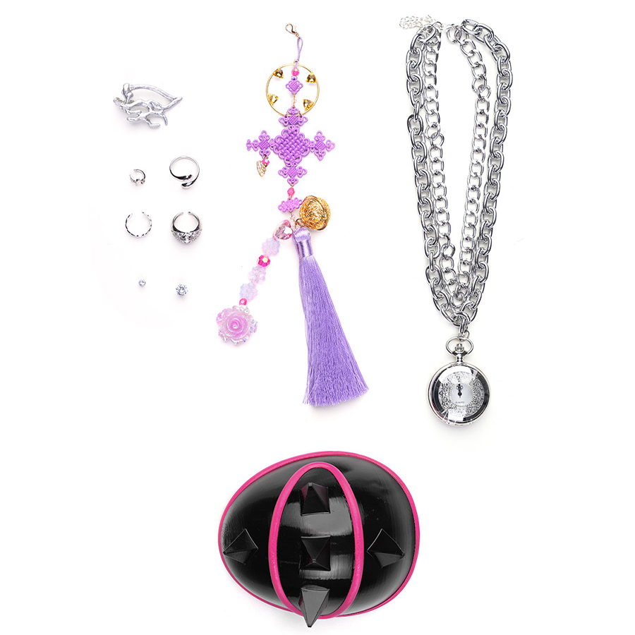 Rumi cosplay costume Accessories, includes rings, earrings, pendant, necklace, shoulder armor.