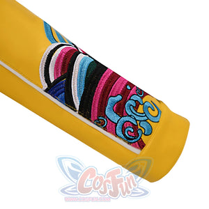 Rumi cosplay costume, it features embroidered patterns and a short zipper on the cuff.